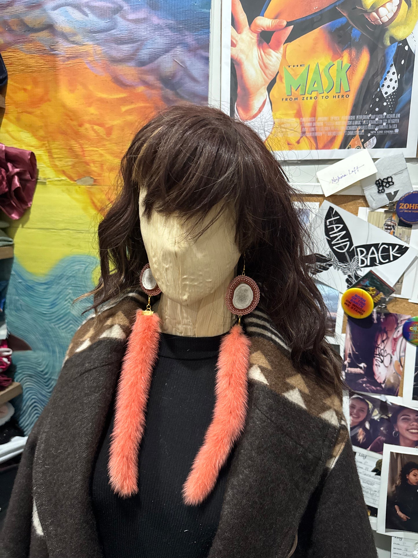 Deer Antler with Pink Mink Tails